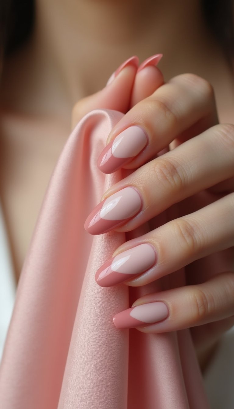 Soft Ombre Pink V For Medium Nails