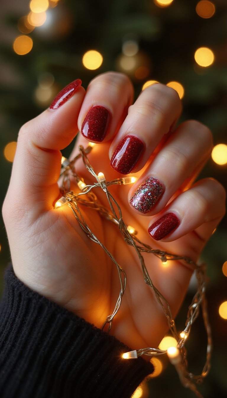 Festive Red Velvet Cat Eye With Confetti Sparkle