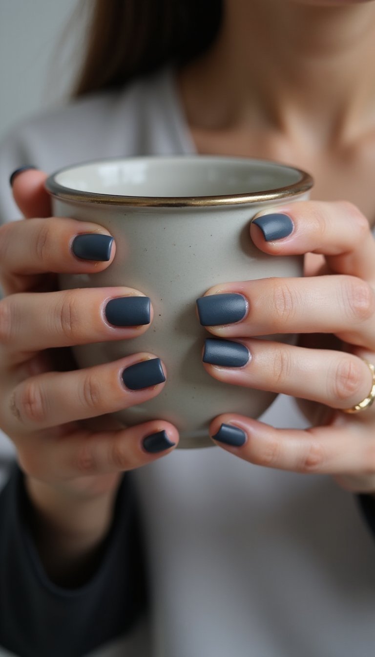 Smoky Grey Velvet Cat Eye With Matte Varnish