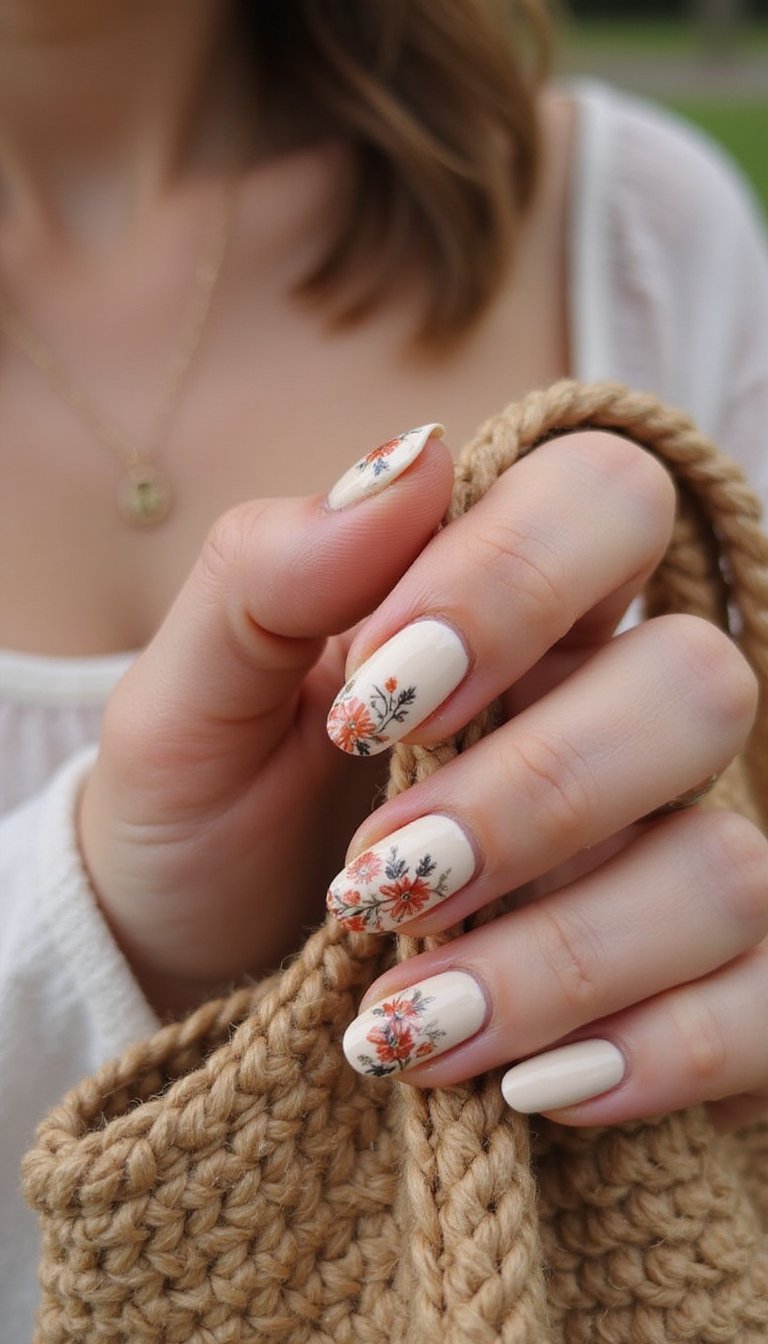 Boho Floral Decal Nails With Fringe Vibes