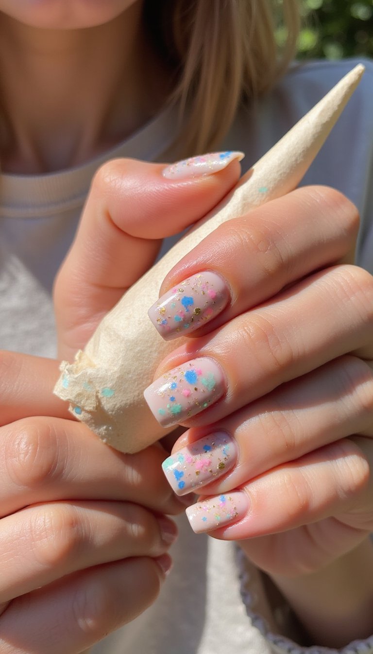 Confetti Splatter Nails For Festival Confetti