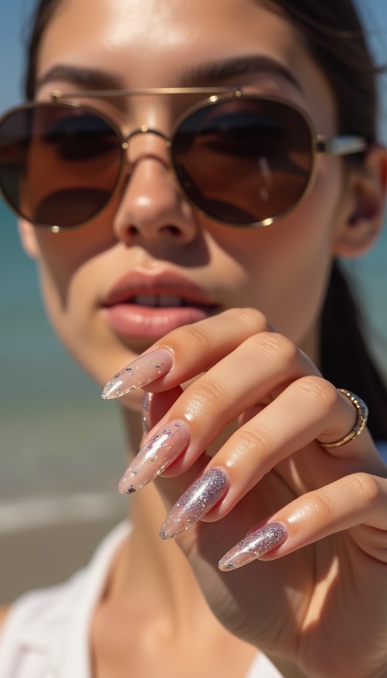 Laminated Jelly Nails With Foil Inserts