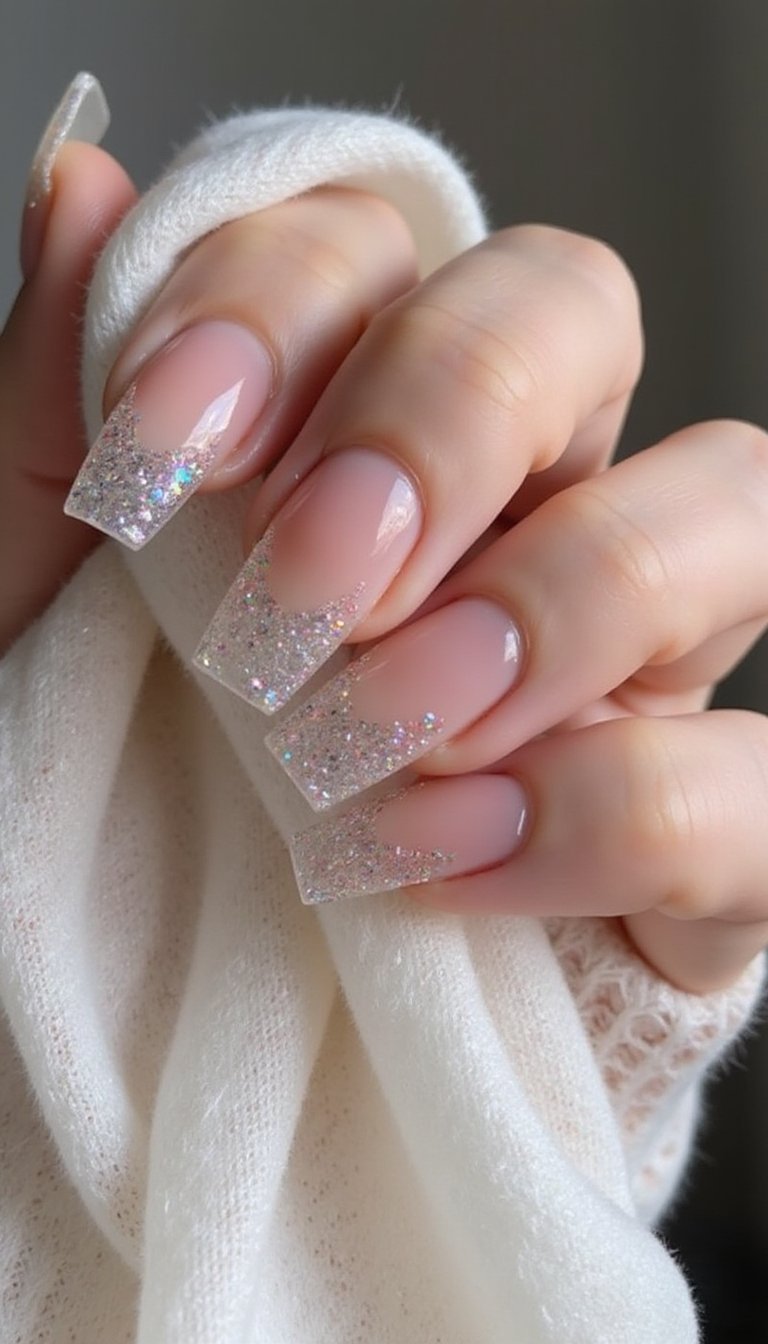 Sequin Jelly Nails With Transparent Shine