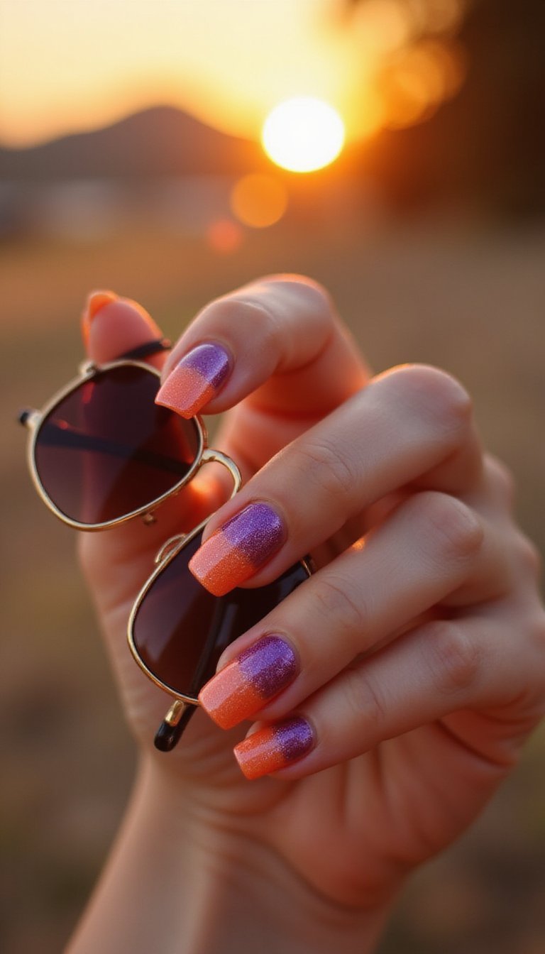 Sunset Ombré Nails For Daytime Sets