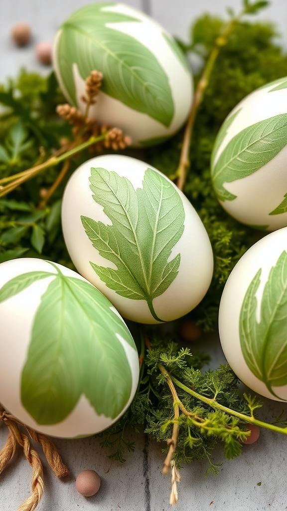 Botanical leaf rub prints with earthy greens