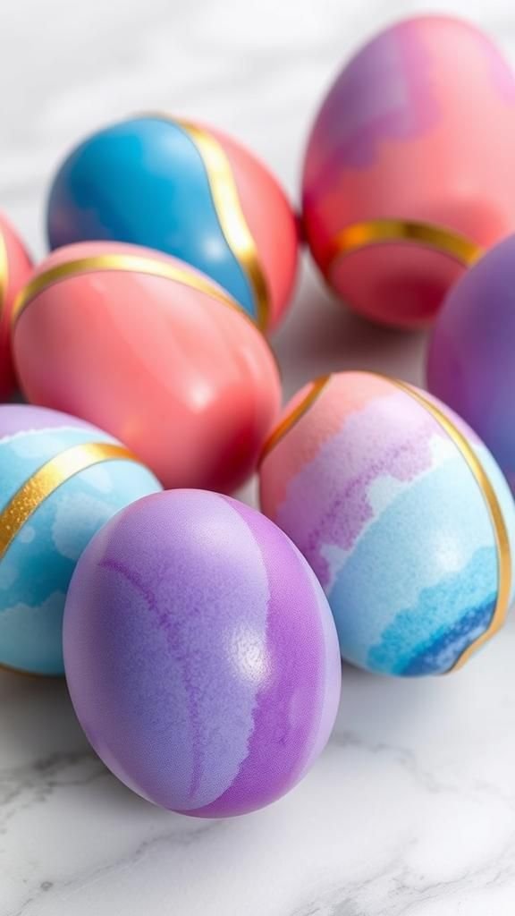 Bright watercolor ombré with metallic edges