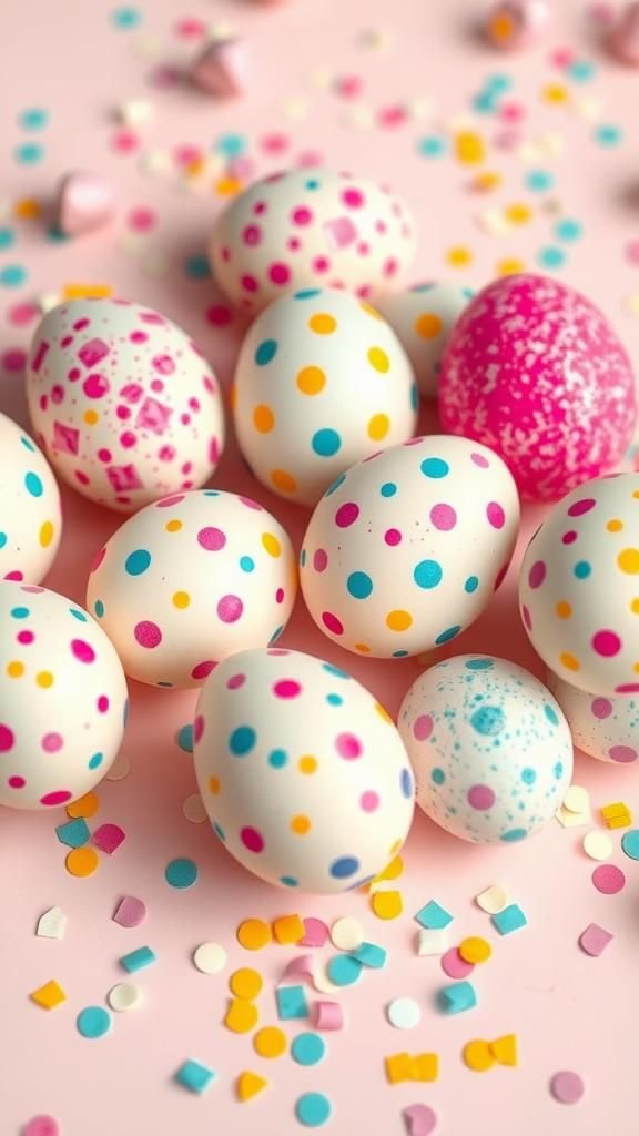 Confetti dot eggs with playful, layered specks