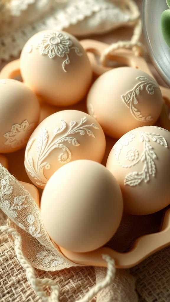Lace-imprinted eggs with vintage elegance