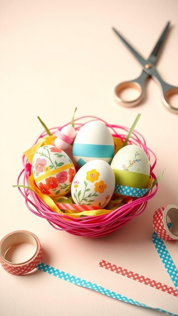 Patterned washi tape collage eggs that charm