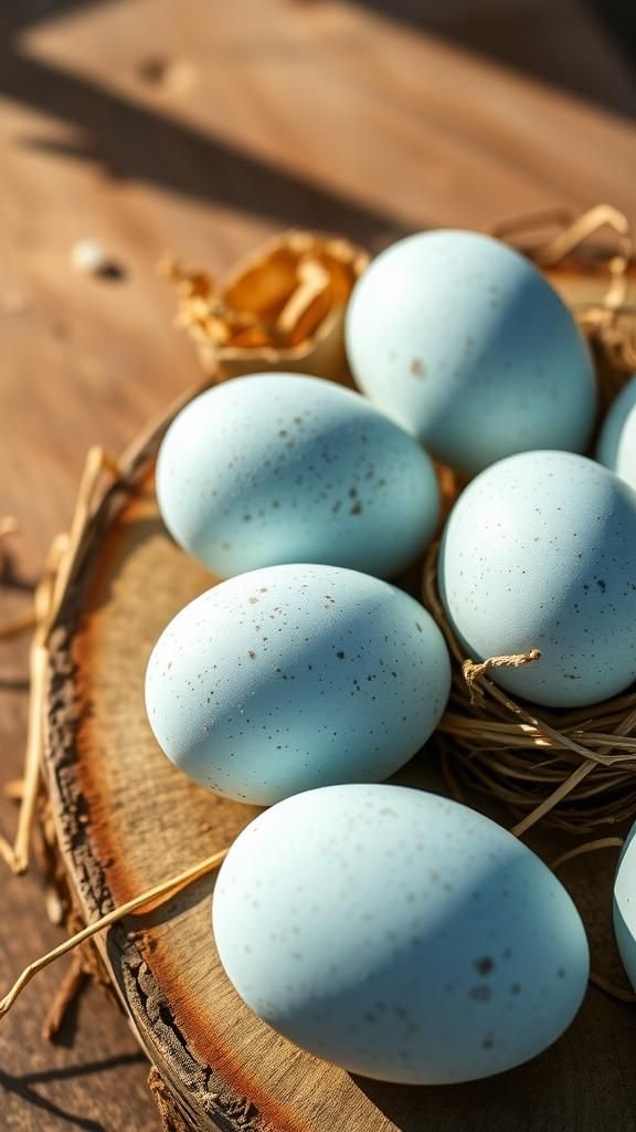 Speckled robin egg effect with natural tones