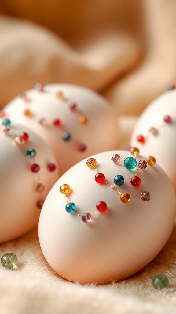 Tiny bead-studded eggs for tactile sparkle