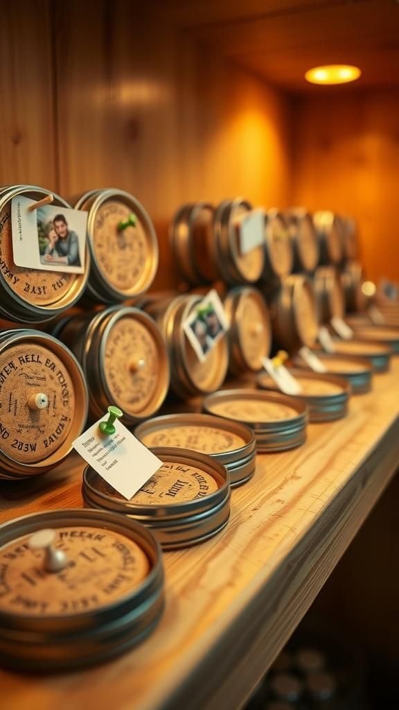 Corkboard jar lids make tiny pinboards