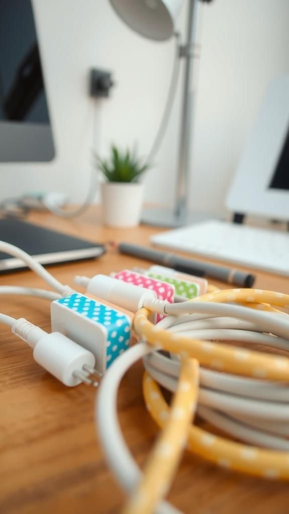 Washi tape cable labels with personality