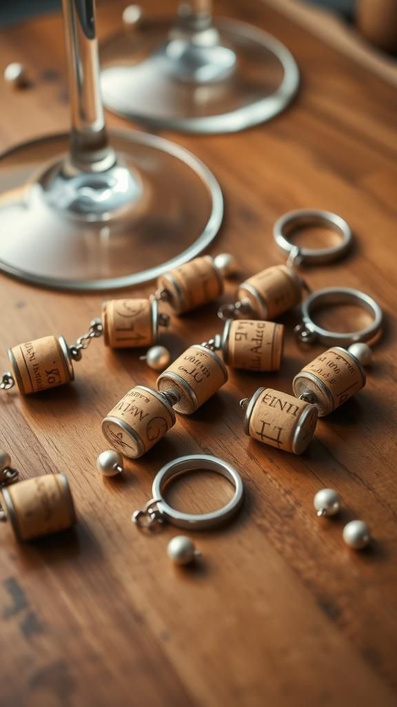 Charming wine glass charms crafted from cork