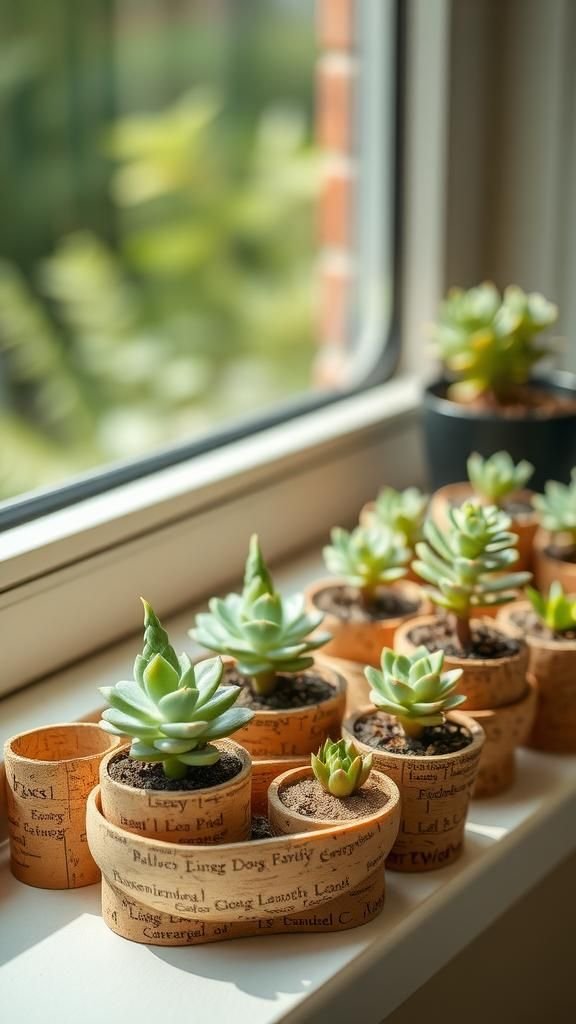Mini cork planters for tiny succulents
