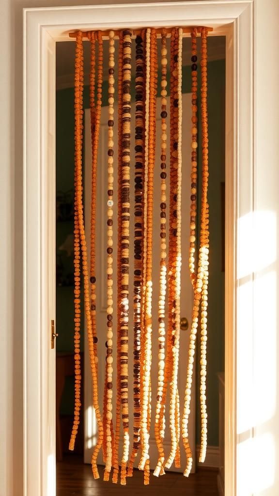 Beaded doorway curtain adds soft boho motion