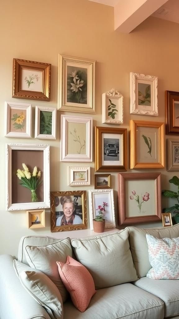 Gallery wall from painted thrift frames