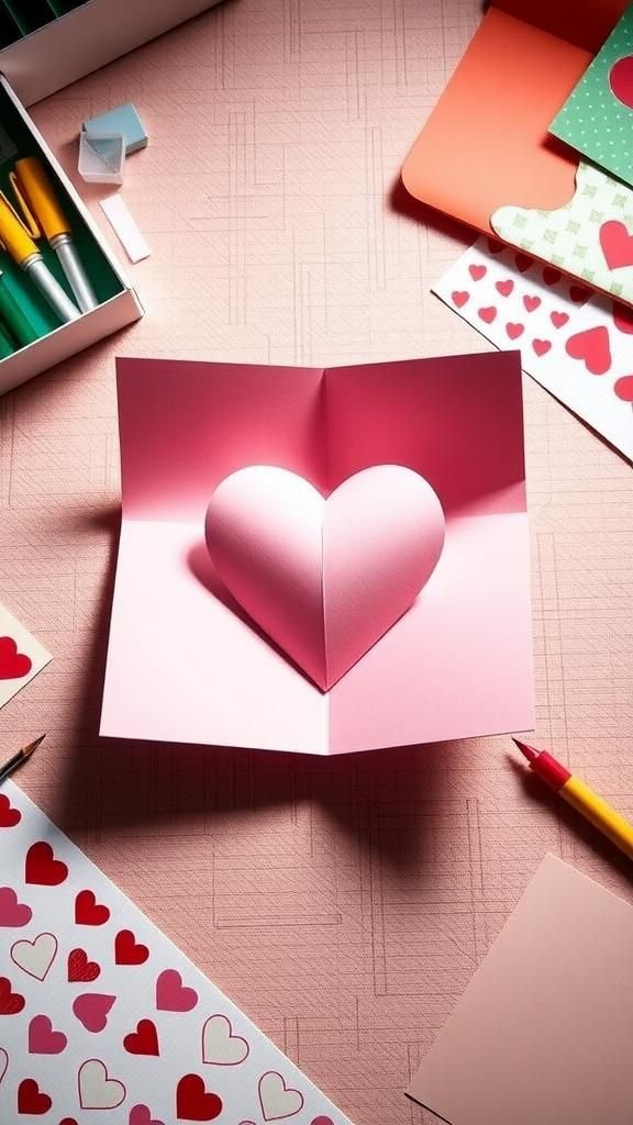 Heart-shaped pop-up cards full of surprises