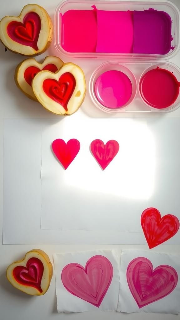 Potato heart stamps for curious little artists