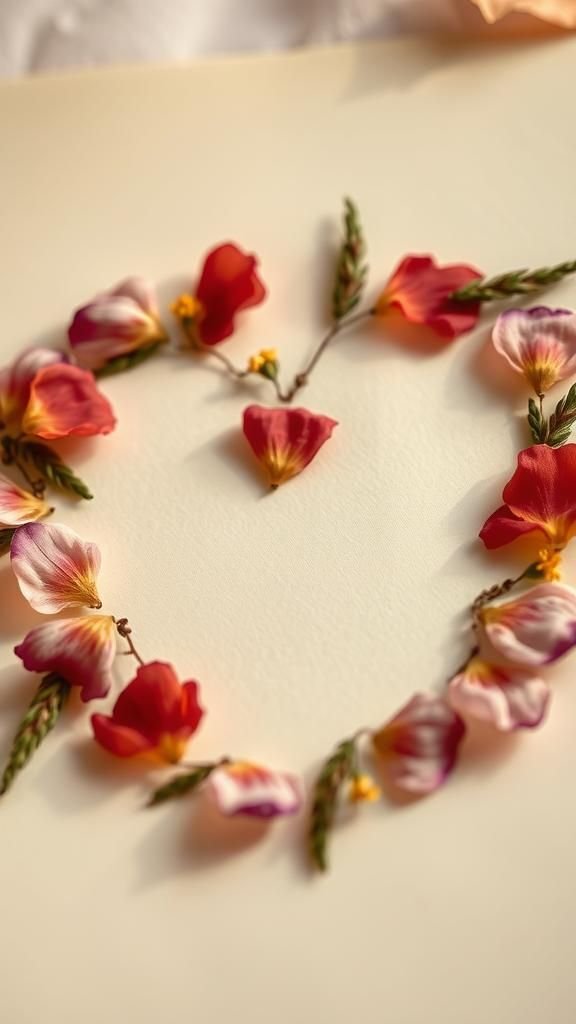 Pressed flower hearts with vintage charm