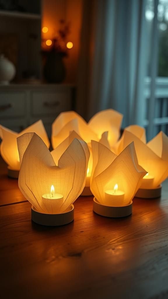 Vellum heart lanterns that glow through paper