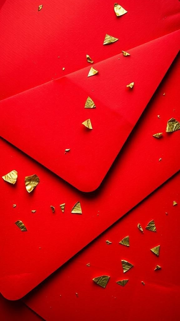 Gold leaf splatter over a weathered red surface