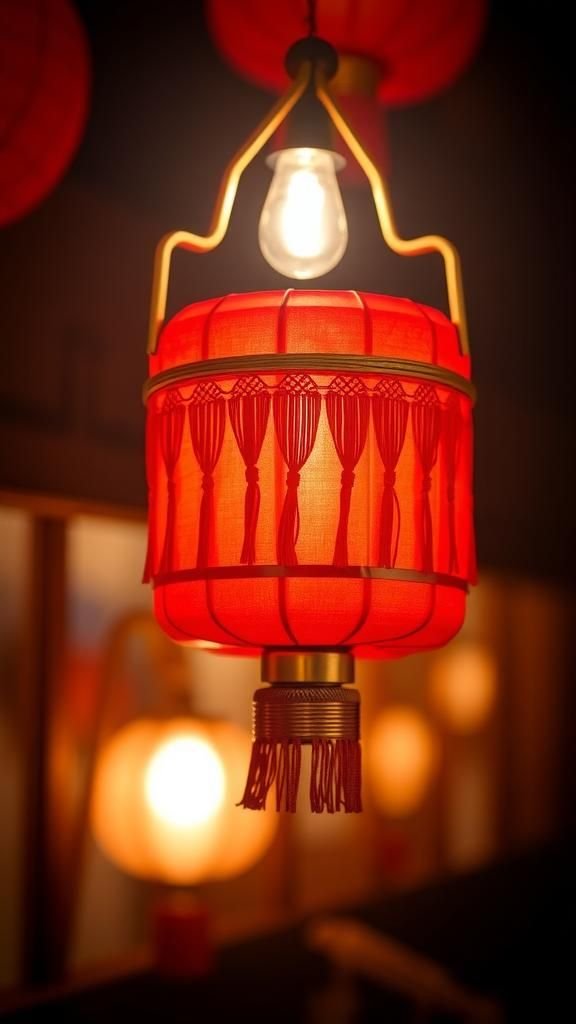 Lantern-inspired red envelope with fringe and glow