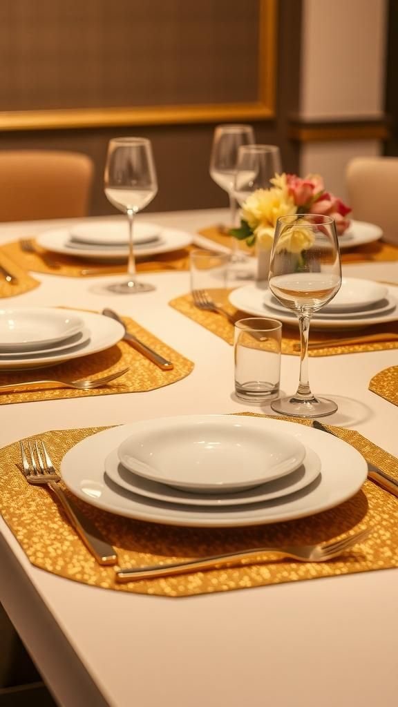 Elegant metallic place mats with textured edges
