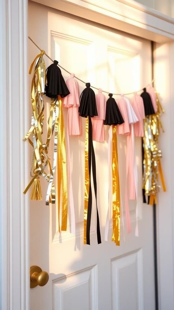 Tissue paper metallic tassel garland for doorways