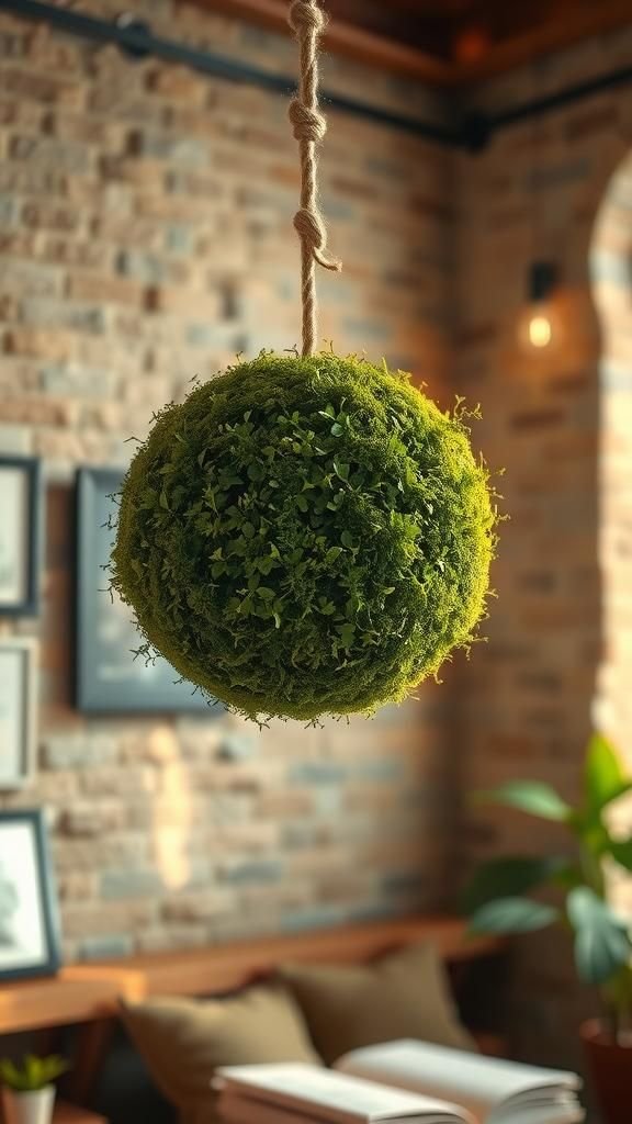 Hanging moss pendant for a rustic overhead accent