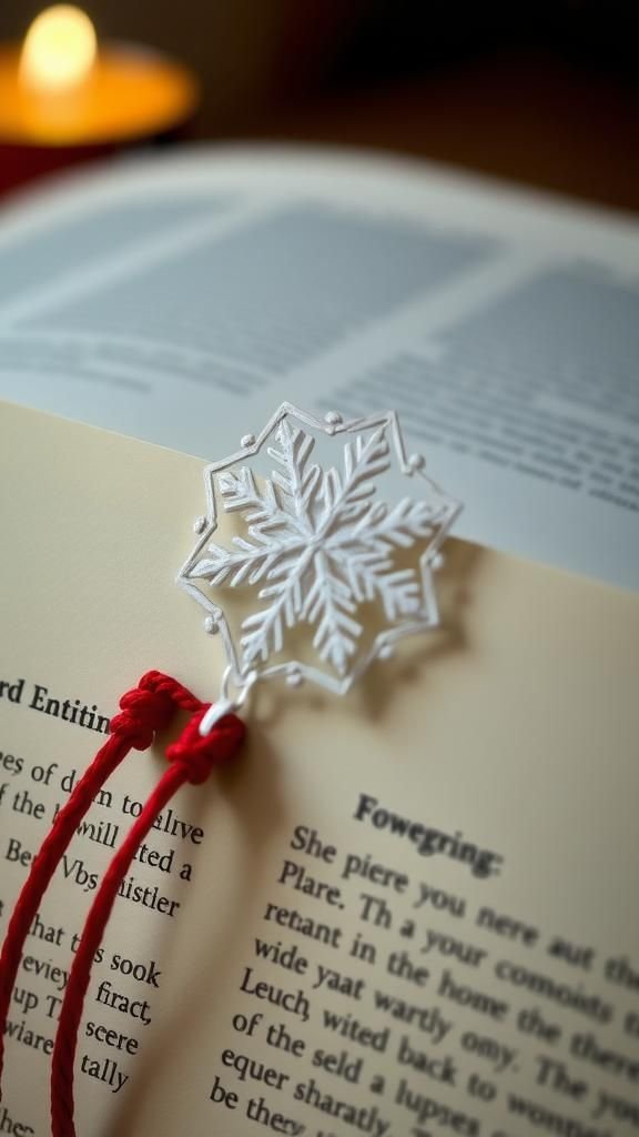 Bookmark with a delicate snowflake corner