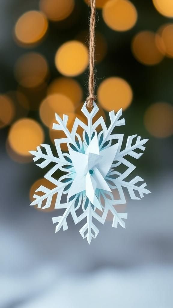 Layered paper snowflake ornament with texture