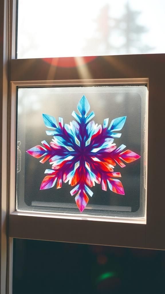 Stained-glass tissue snowflake for windows