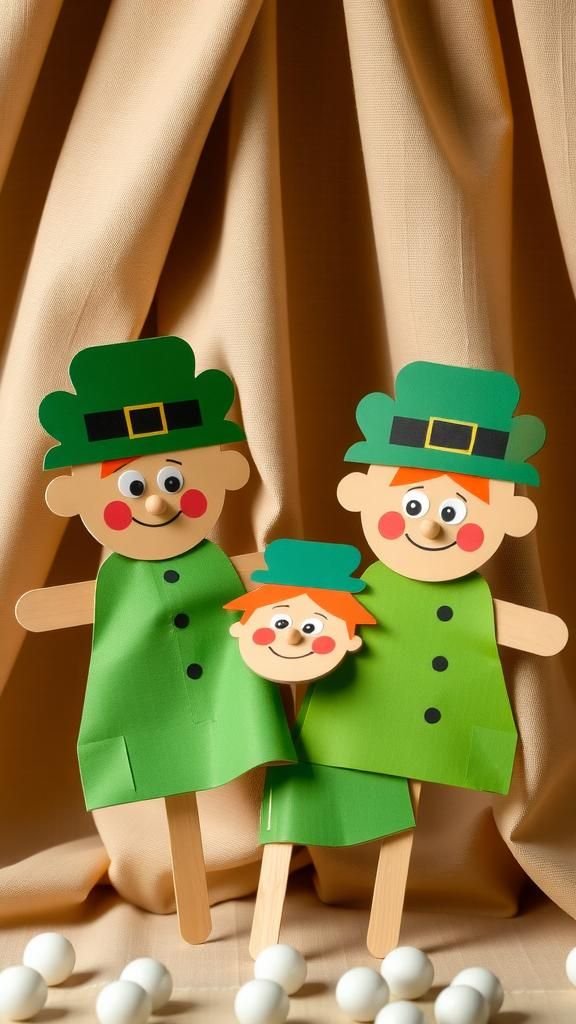 Cardboard shamrock puppets for playful storytelling
