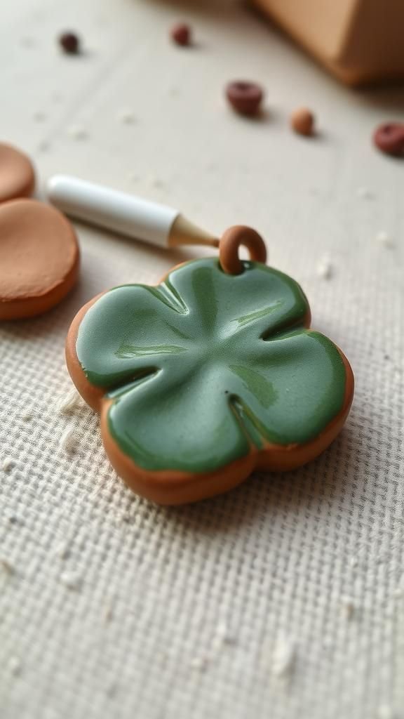 Clay shamrock pendant with rustic charm