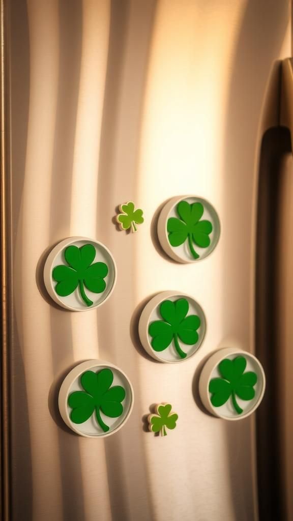 Jar lid shamrock magnets from found materials