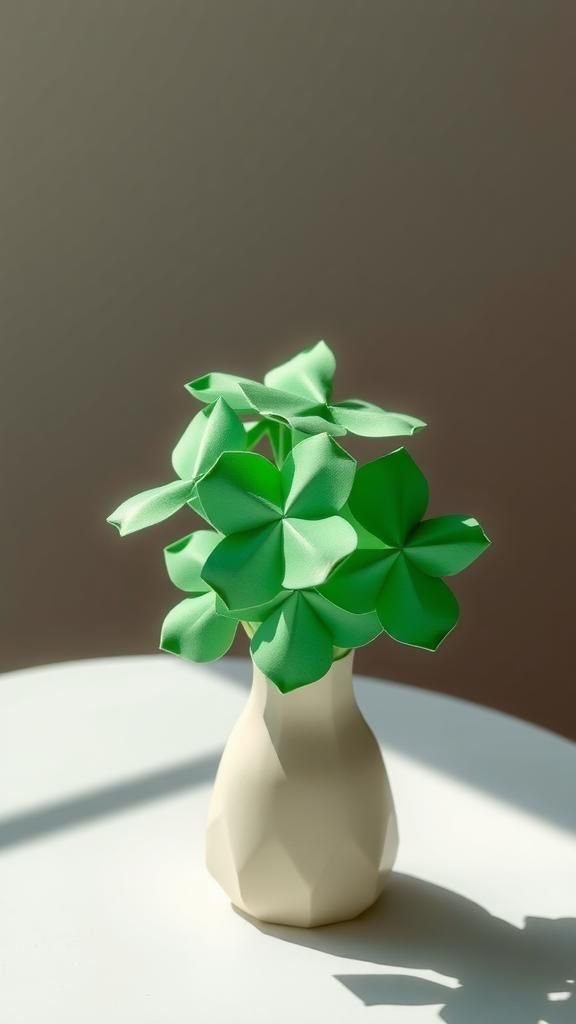 Origami shamrock bouquet with delicate folds
