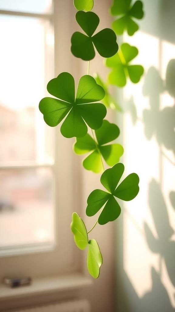 Paper shamrock garland for windows and walls