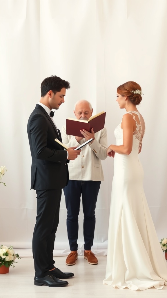 Couple exchanging personalized vows during their wedding ceremony
