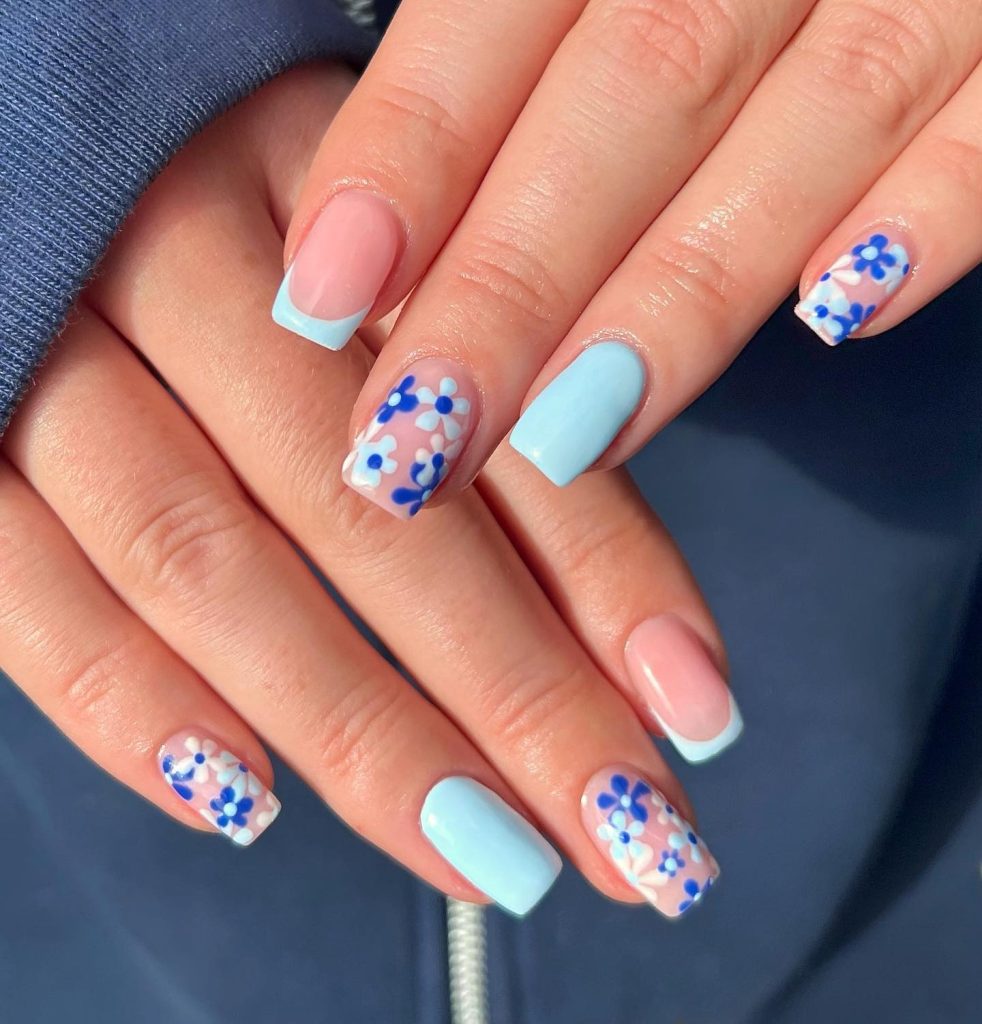 00015 Cute Baby Blue Nail Design