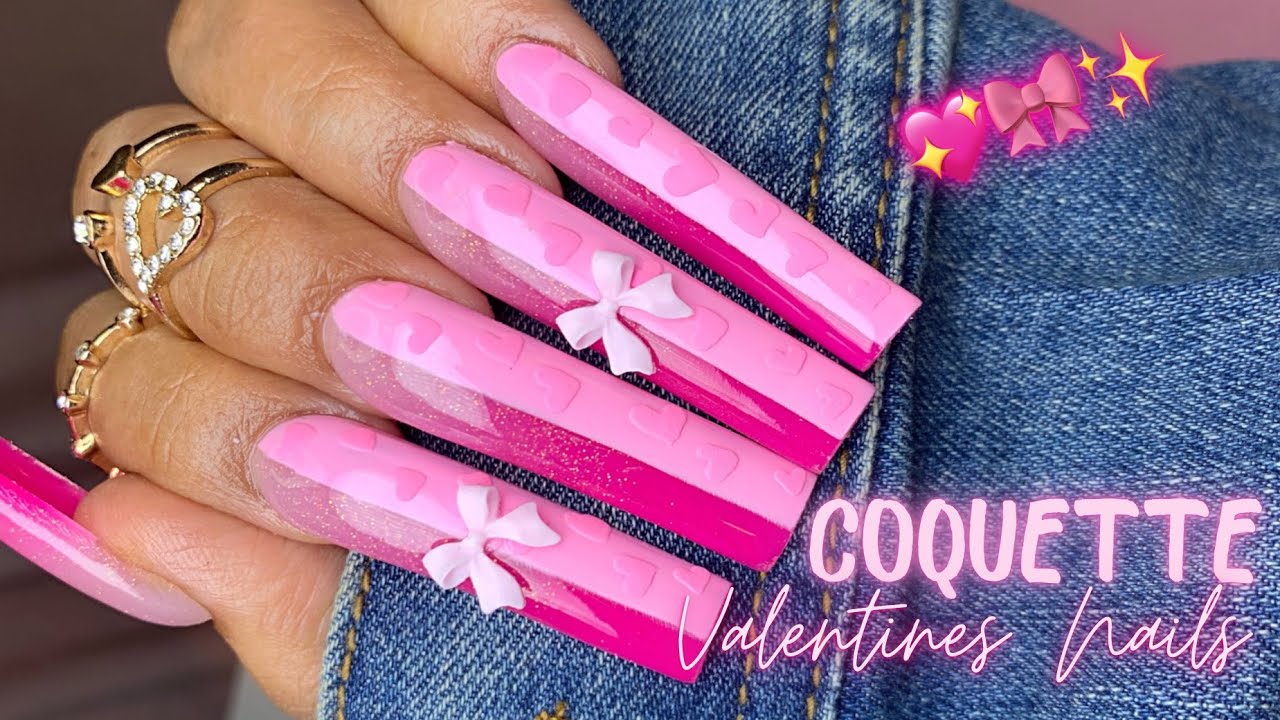 coquette valentines nails