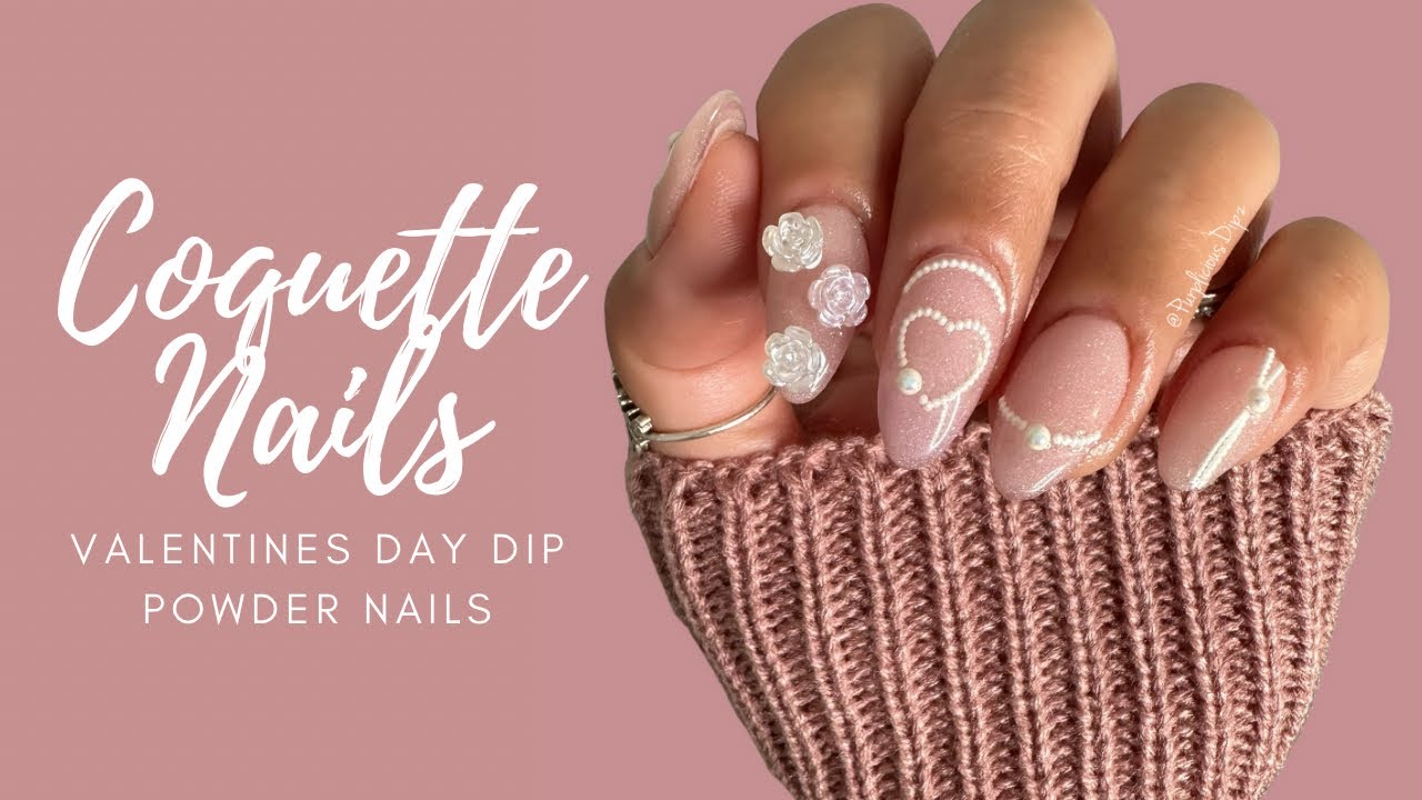 coquette valentines nails