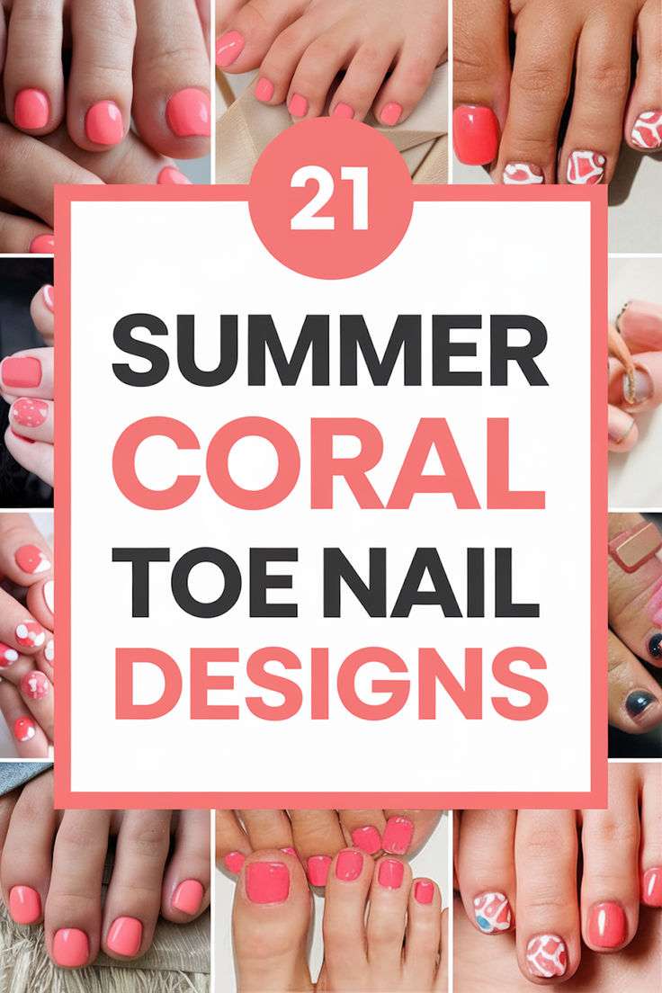 21 Summer Coral Toe Nail Designs