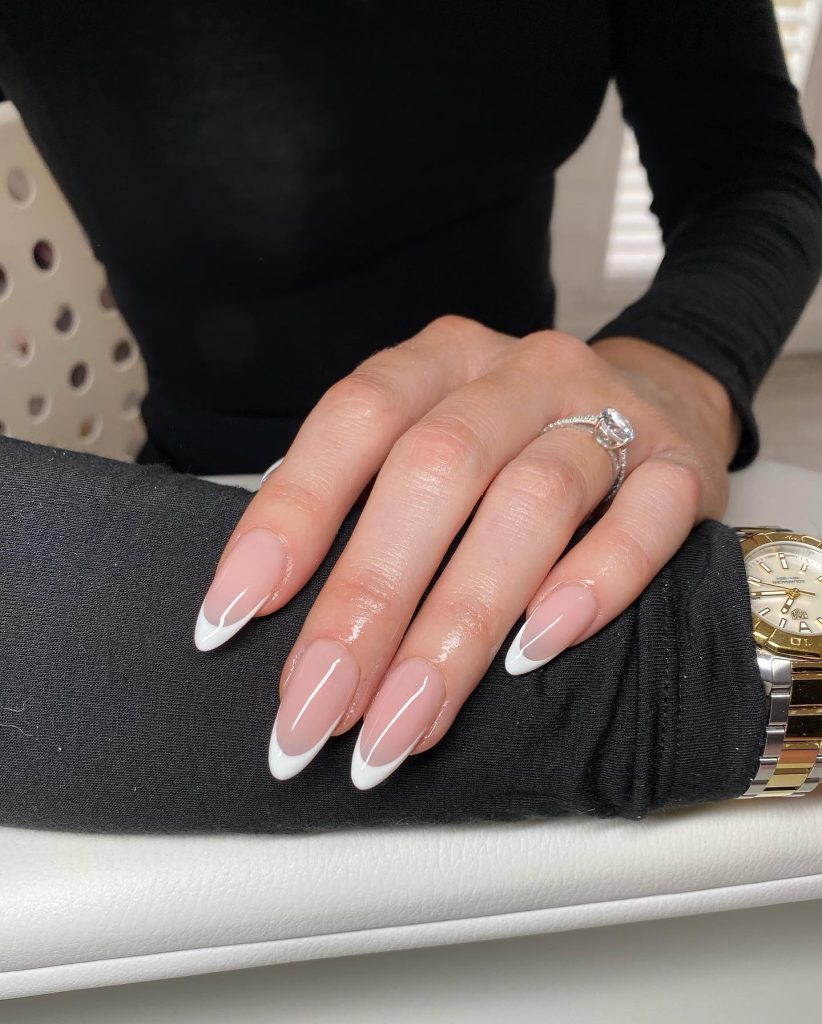 3 Milky pink almond nails