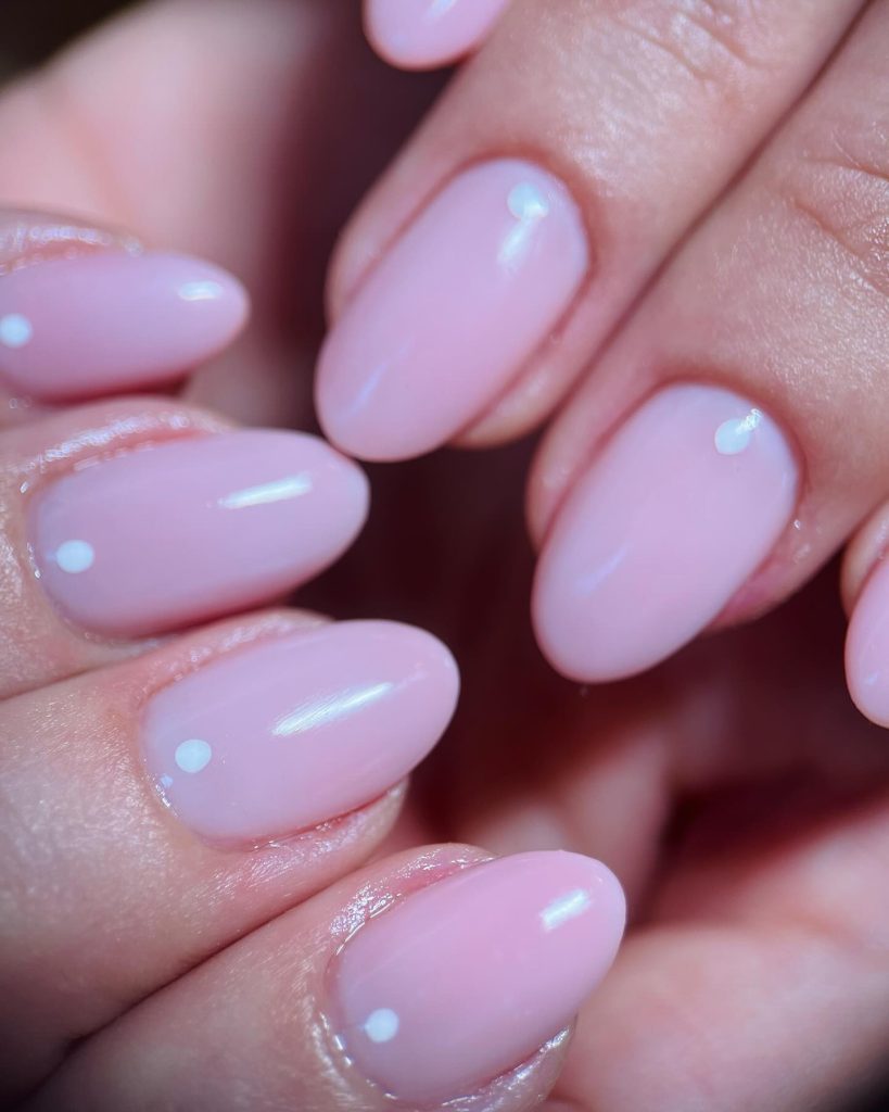 4 Milky pink almond nails