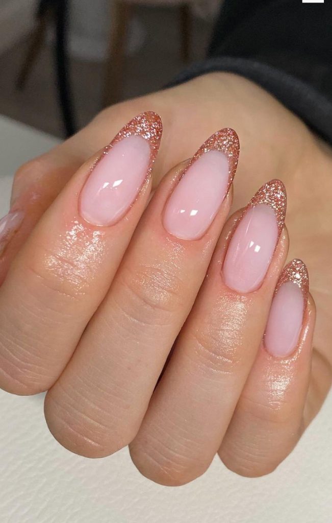 8 Milky pink almond nails