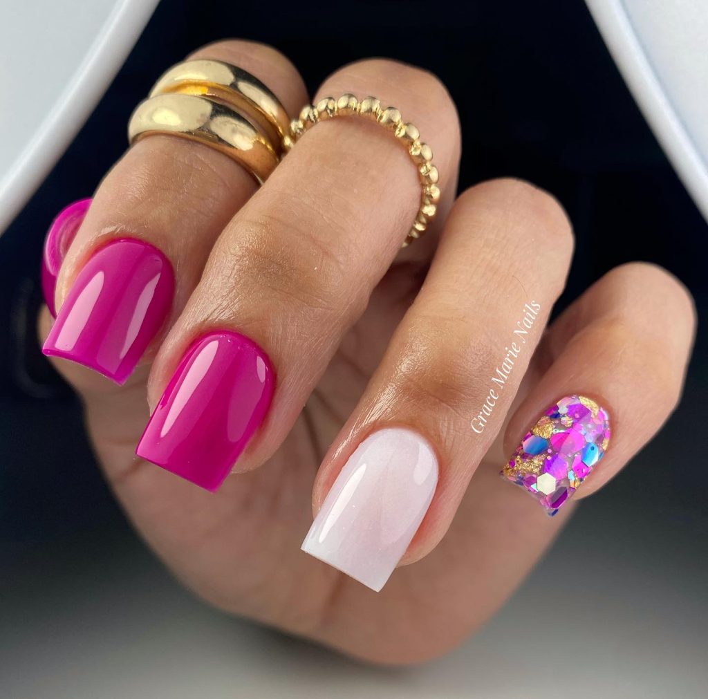 Magenta Magic Short Nails for Birthday