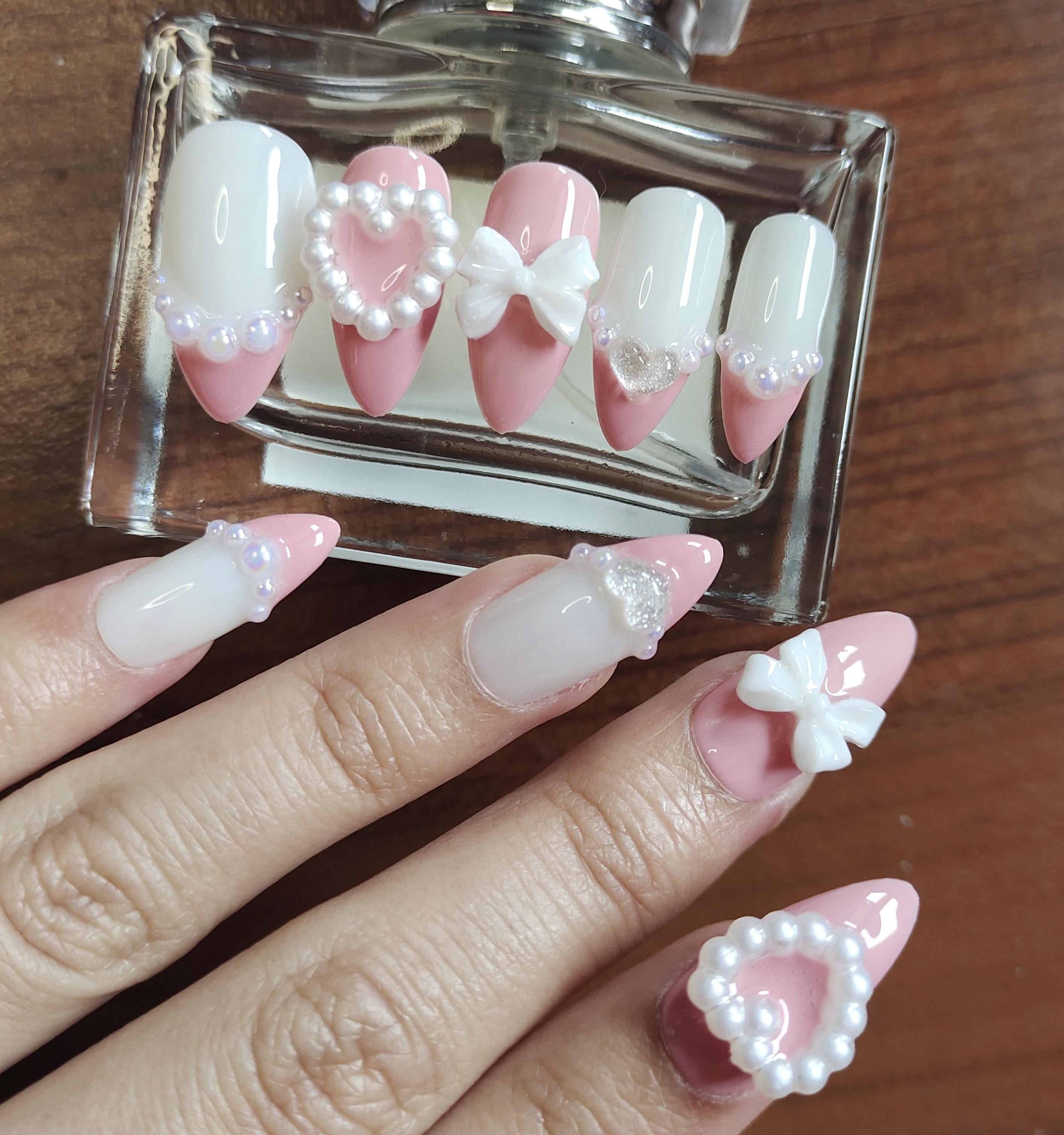 coquette valentines nails