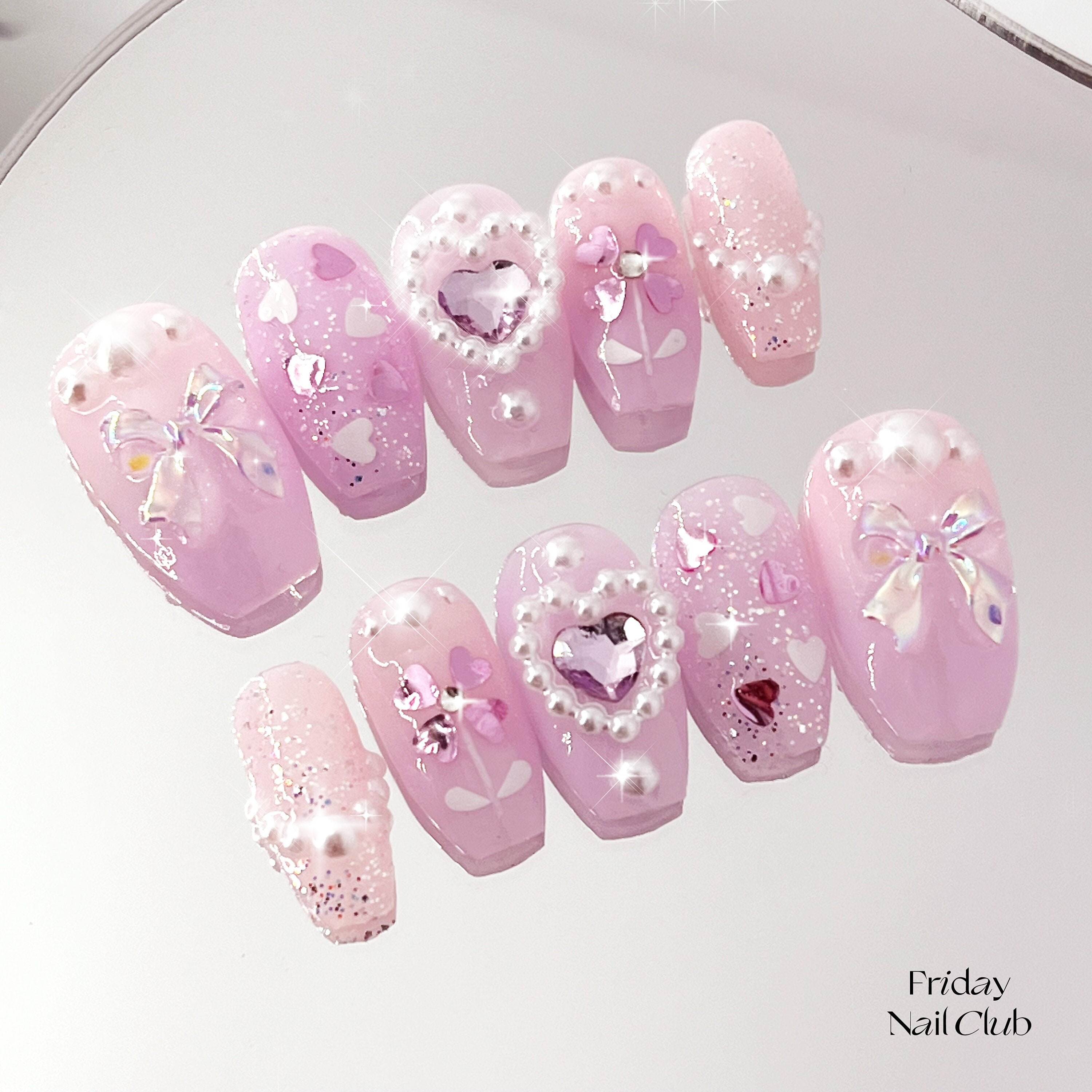 coquette valentines nails