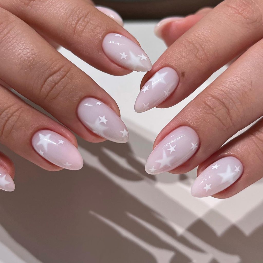 00010 Milky White Nails with Designs